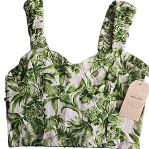Midnight Sky Cropped Top Linen Blend Tropical Beach Pool size M NWT Resortwear